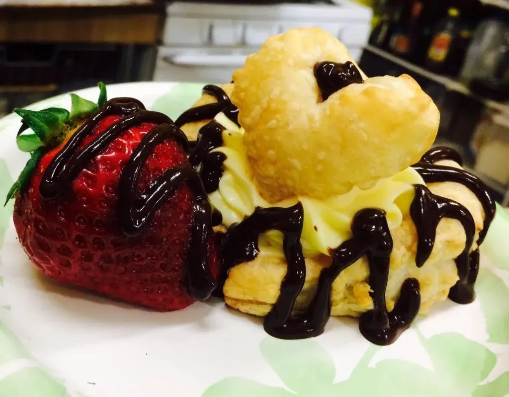 Valentine's Day dessert with strawberry and chocolate