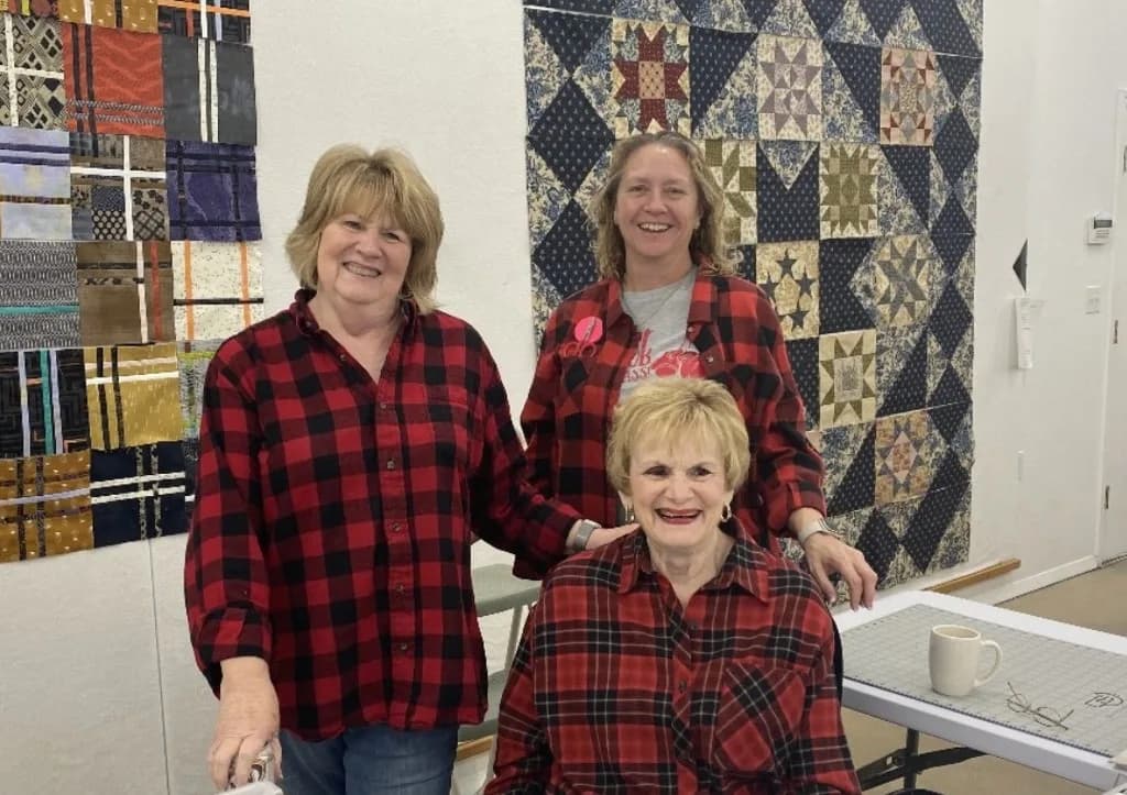 Friends together in the workroom